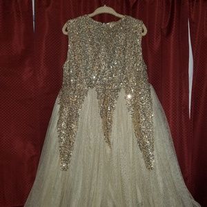 Gold sequin and tulle dress